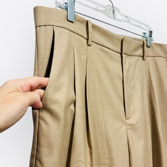 NWT Madewell Harlow Superwide-Leg Trouser Pants Tan Camel Pleated 12 - Picture 7 of 13